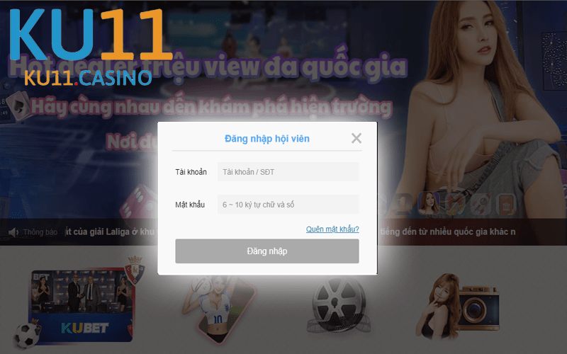 <<Hình 1: Giao diện đăng nhập Ku11 của Kubet>>